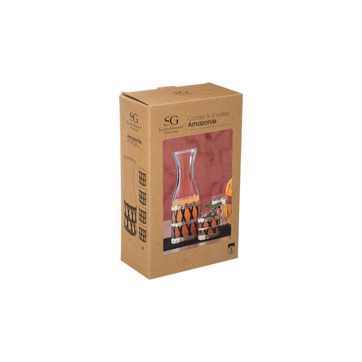 immagine-3-secret-de-gourmet-set-brocca-da-1l-e-4-bicchieri-in-vetro-decorato-ean-3560237551364