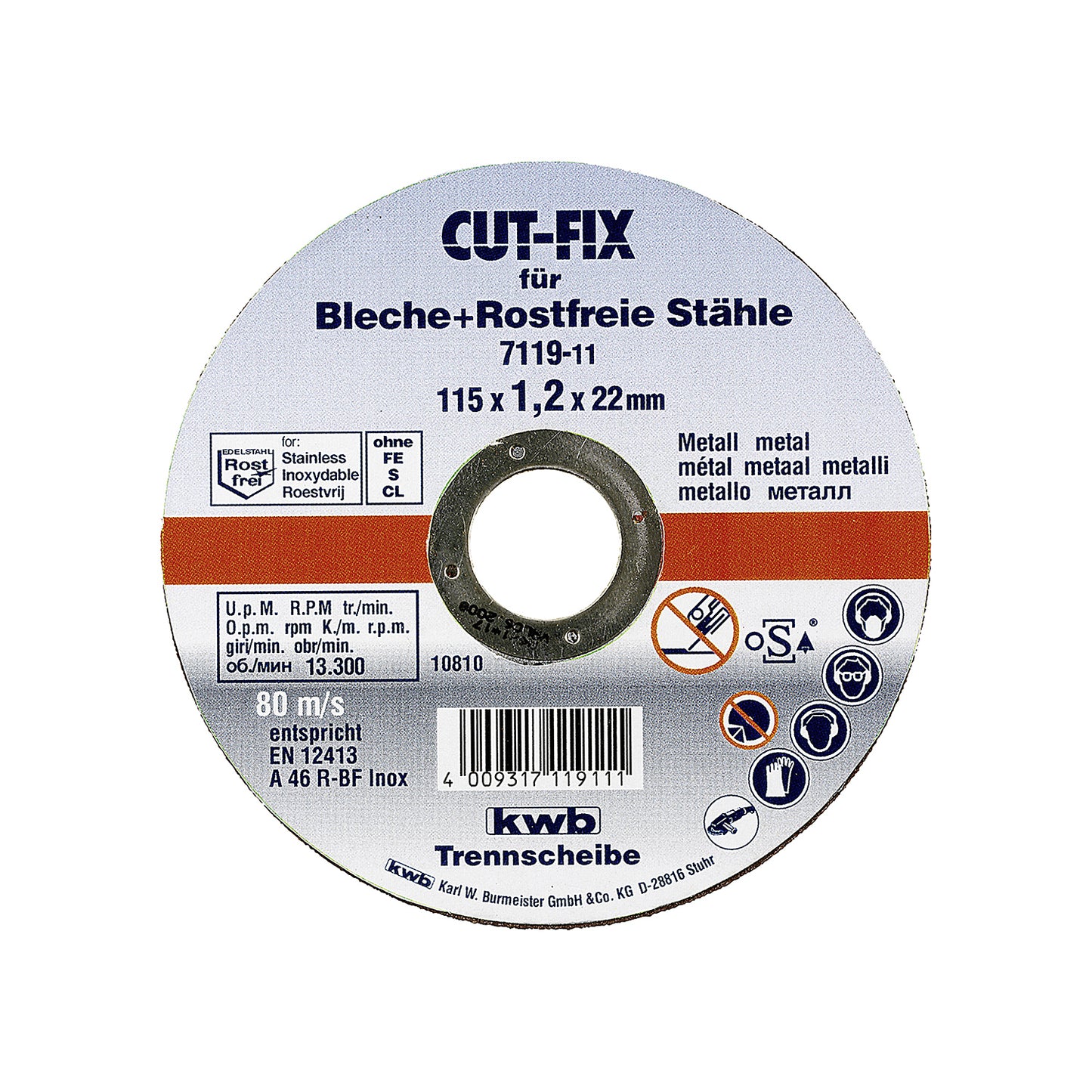 immagine-4-kwb-disco-per-acciaio-80ms-cut-fix-diametro-115x12-per-smerigliatrice-kwb-ean-4009317911500