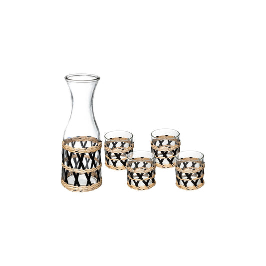 immagine-1-secret-de-gourmet-set-brocca-da-1l-e-4-bicchieri-in-vetro-decorato-ean-3560237551364