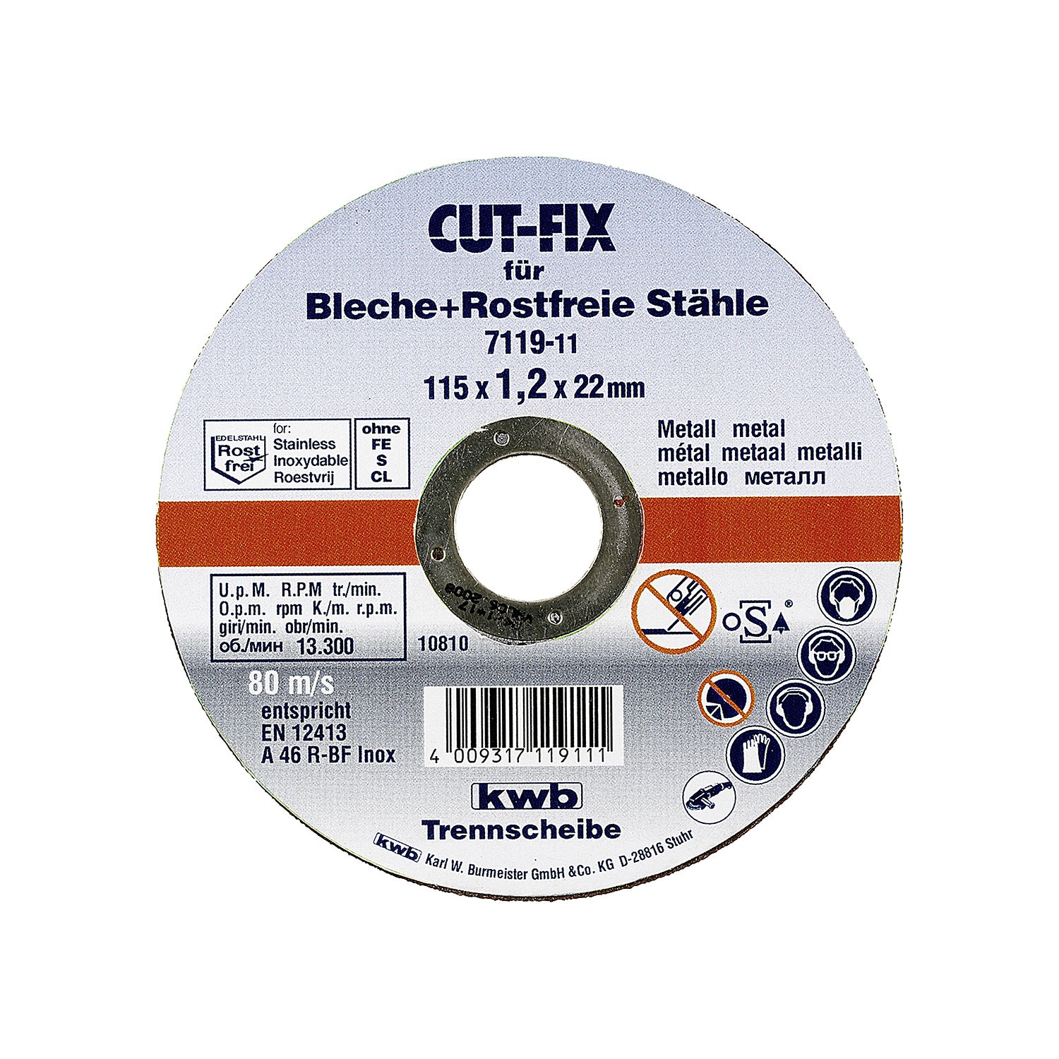 immagine-4-kwb-disco-per-acciaio-80ms-cut-fix-diametro-115x12-per-smerigliatrice-kwb-ean-4009317911500