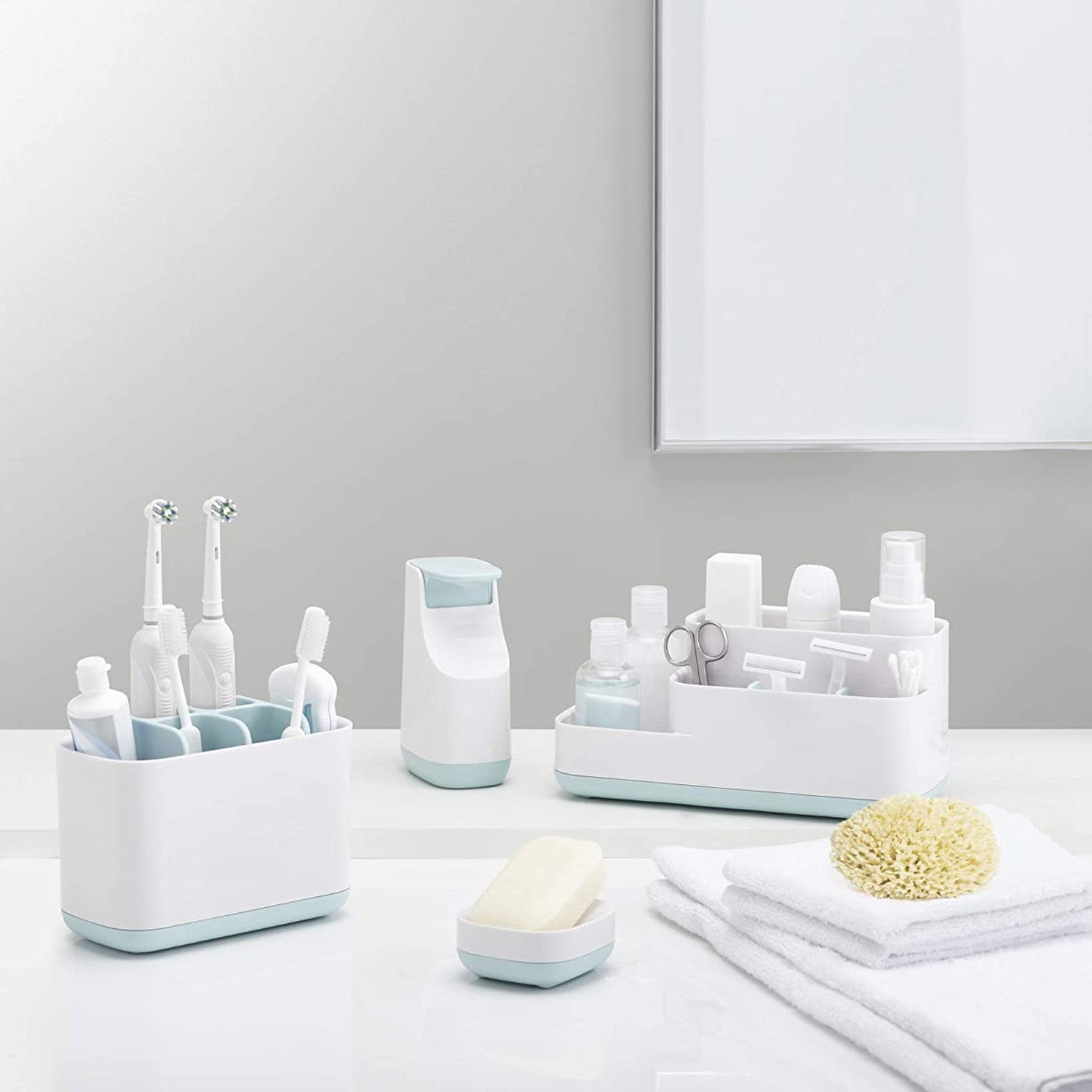 Easy-Store Scatola a scomparti per bagno bianco/blu – Avilia Home